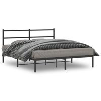 Bedframe met hoofdbord metaal zwart 160x200 cm