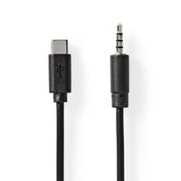 USB-C Adapter | USB 2.0 | USB-C Male | 3,5 mm Male | 1.00 m | Rond | Vernikkeld | PVC | Zwart