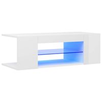The Living Store TV-meubel LED-verlichting - Hifi-kast - RGB - Hoogglans wit - 90x39x30cm - thumbnail