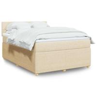 Boxspring met matras stof crèmekleurig 140x190 cm