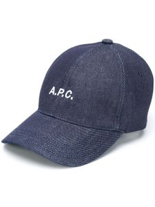 A.P.C. casquette à logo brodé - Bleu