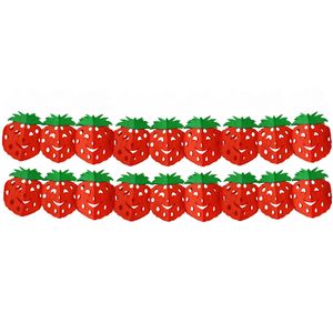 2x stuks decoratie slinger fruit thema aardbei 3 meter
