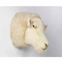 Pluche schaap dierenhoofd knuffel 30 cm muurdecoratie - thumbnail