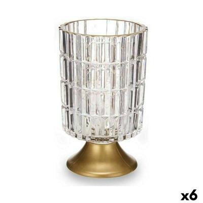 Led-lantaarn Gift Decor L1118BMMS-T L1118BMMS-T Transparant Gouden Glas 10,7 x 18 x 10,7 cm (6 Stuks)