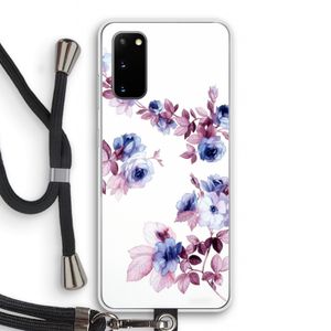 Waterverf bloemen: Samsung Galaxy S20 Transparant Hoesje met koord