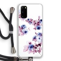 Waterverf bloemen: Samsung Galaxy S20 Transparant Hoesje met koord