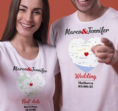T-shirts koppels speciale momenten locaties