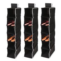 3x stuks hangende kast organizers zwart met 6 vakken 15 x 30 x 84 cm - thumbnail