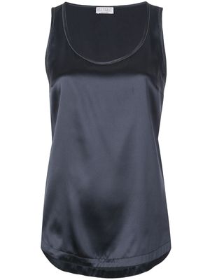 Brunello Cucinelli débardeur en soie - Bleu