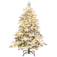 Kunstkerstboom 135 cm 757 Takken 260 Warmwitte LED-lampjes Geflockt Scharnierend Voorgeïnstalleerde Lampjes