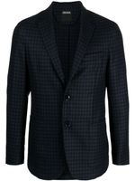 Zegna blazer boutonné en laine mélangée à carreaux vichy - Bleu