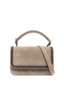 Brunello Cucinelli sac à bandoulière Monili à détails ornés de perles métalliques - Marron