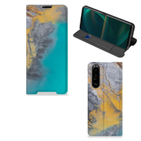 Sony Xperia 5 III Standcase Marble Blue Gold - thumbnail