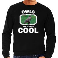 Dieren velduil sweater zwart heren - owls are cool trui - thumbnail