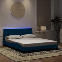 Bedframe met LED zonder matras "Hanko" fluweel blauw 160x200 cm
