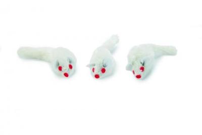Beeztees Beeztees Kattenspeelgoed Muisje Wit 3st
