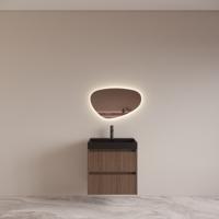 Badmeubelset BWS Riga met Lako Wastafel Zwart 60 cm Donker Eiken Japandi