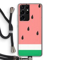 Watermeloen: Samsung Galaxy S21 Ultra Transparant Hoesje met koord