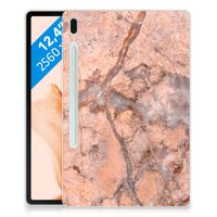 Samsung Galaxy Tab S7FE Tablet Back Cover Marmer Oranje
