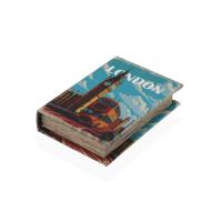 Decoratieve Doos Versa London Canvas Hout MDF