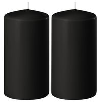 2x Kaarsen zwart 6 x 15 cm 58 branduren sfeerkaarsen - Stompkaarsen - thumbnail