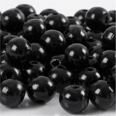 Creativ Company Houten kralen, d 10 mm, gatgrootte 3 mm, ca. 70 stuk, zwart, 20 gr/ 1 doos