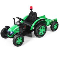 12V Elektrische Kindertractor met Aanhanger Speelgoedtractor 151 x 68 x 70 cm Groen