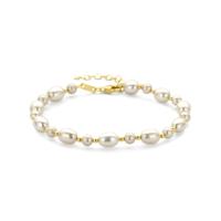 14k Gouden Armband met Parels - 17 + 3 cm Verstelbaar, Karabijnsluiting