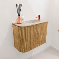 Toiletmeubel Mondiaz Joya Dlux | 51.6 cm | Meubelkleur Oak | Faye wastafel Frappe Wasbak Rechts | 1 kraangat