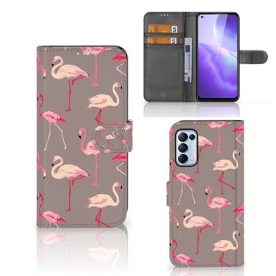 OPPO Find X3 Lite | Telefoonhoesje | Met pasjeshouder | Flamingo