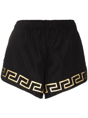 Versace short à taille élastiquée La Greca - Noir