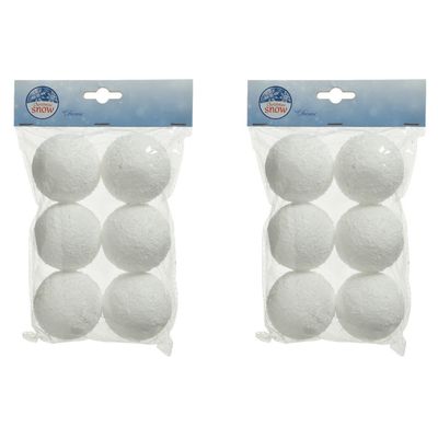 24x Sneeuwdecoratie witte sneeuwballen 6 cm