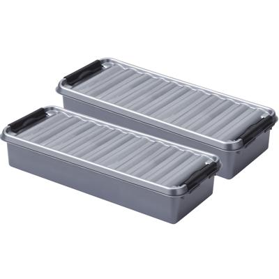 Sunware Opberg boxen 6x stuks - 2.5 en 3.5 liter - kunststof - grijs - met deksel