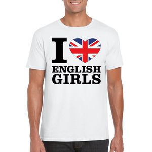 Wit I love English girls/ I love Engelse dames t-shirt voor heren 2XL  -