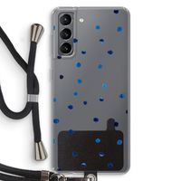 Blauwe stippen: Samsung Galaxy S21 Transparant Hoesje met koord