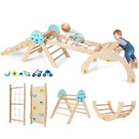 8-in-1 Klimdriehoekset Opvouwbaar Klimspeelgoed-Naturel