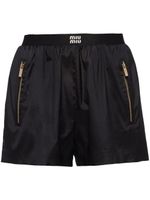 Miu Miu short de sport à bord logo - Noir