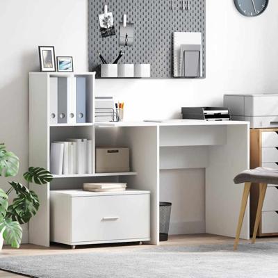 Bureau met lade Wit 131,5 x 50 x 106,5 cm Bewerkt hout