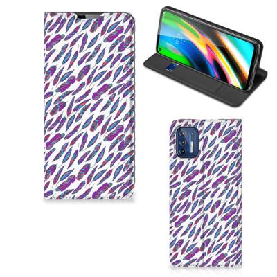 Motorola Moto G9 Plus | Hoesje met Magneet | Feathers Color Motorola Moto G9 Plus | Hoesje met Magneet | Feathers Color