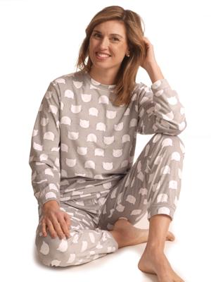 Cocodream micro velours dames pyjama - Cats - Warme winter fleece pyjama dames - XXL - Roze - XXL - XXL - XXL - XXL - XXL - XXL - XXL - XXL