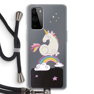 Regenboog eenhoorn: OnePlus 9 Pro Transparant Hoesje met koord