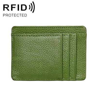 KB37 Antimagnetic RFID Litchi Texture Leather Card Holder Wallet Billfold for Men and Women (Green)