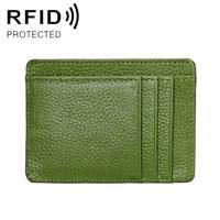 KB37 Antimagnetic RFID Litchi Texture Leather Card Holder Wallet Billfold for Men and Women (Green)