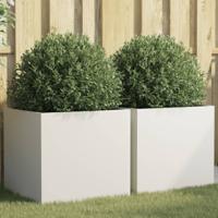 VidaXL Plantenbakken 2 st 49x47x46 cm staal wit