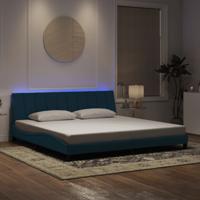 Bedframe met LED zonder matras "Hanko" fluweel blauw 200x200 cm