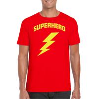 Verkleed T-shirt voor heren - superheld - rood/geel - stripfiguren - carnaval/themafeest - thumbnail