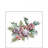 Ambiente servet holly and berries 33cm
