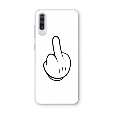 Middle finger white: Samsung Galaxy A70 Transparant Hoesje