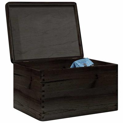 VidaXL Houten kist met deksel 40x30x23 cm massief grenenhout zwart