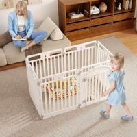 Vouwbare Puppyren met 6 Panelen & Afsluitbare Deur & Grondpennen Wit